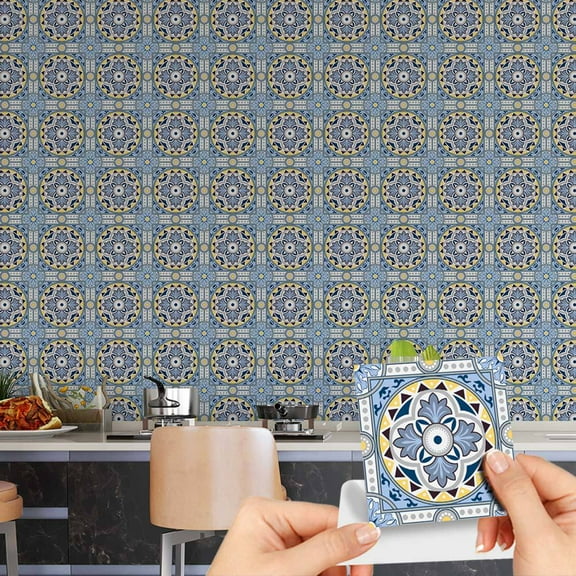 9 PCS Retro Mexican Tile Stickers Peel and Stick Wall Tiles Decals Tile Kitchen Backsplash Boho Stick on Cover Up Stickers Waterproof Murals