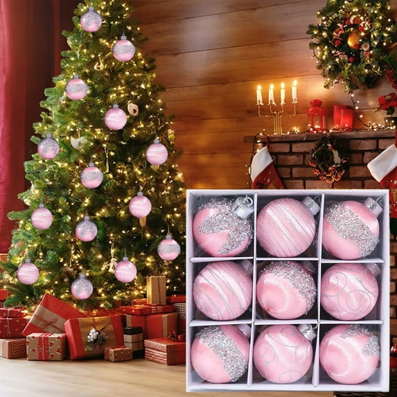 9 PCS Satin Christmas Balls, Silk Christmas Tree Hanging Ornaments, Pack of 9 Luxury Shatterproof Xmas Tree Decorations Bulbs Set