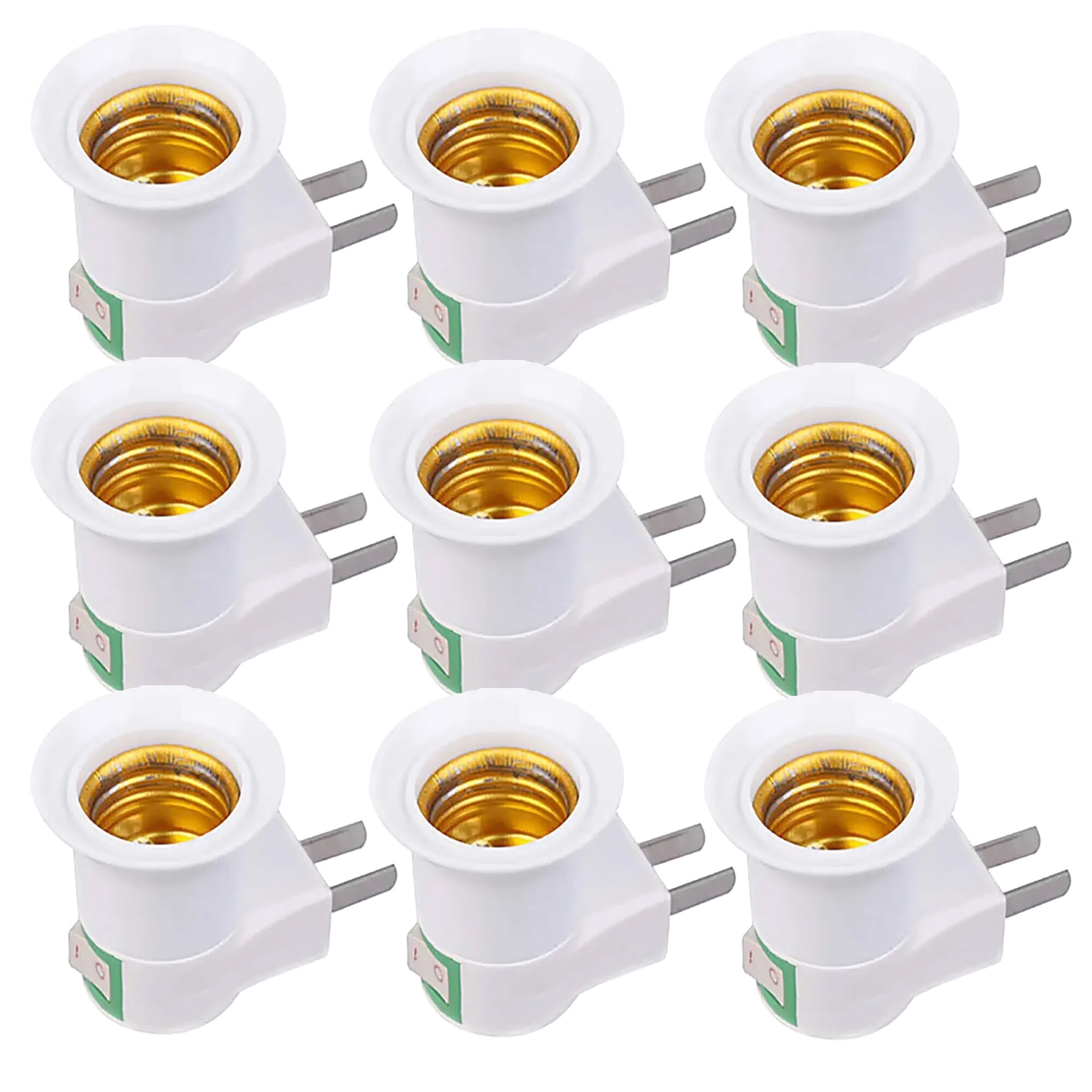 9 PCS US Plug to E26/E27 Adapter LED Light Bulb Converter Socket Holder with ON/Off Button