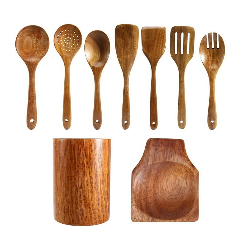 1-9Pcs/set Wooden Kitchen Utensils Set, Wooden Spoons for Cooking
