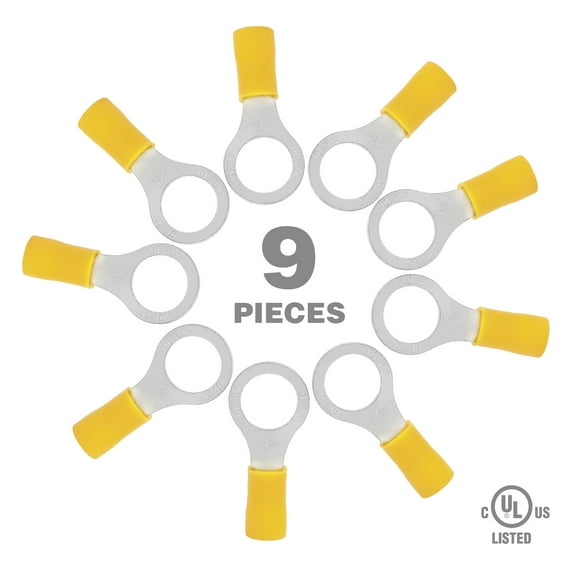 Ever Start 9-Piece Ring Wire Connectors, Yellow, UL Listed