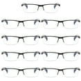 thumbnail image 1 of 9 PK Mens Reading Glasses Readers - Rectangular Half-Frame - Lightweight & Spring Hinge - Block Harmful Blue Light +4.00, 1 of 6