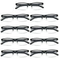 thumbnail image 1 of 9 PK Mens Reading Glasses Spring Hinge - Square Metal Half-Frame - Blue Light Blocker Readers +3.00, 1 of 6