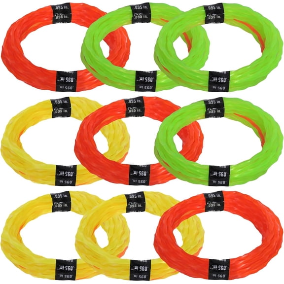 9 Pack .095 String Trimmer Line,14ft Length, Color 3-Section Design for Easy Loading,Pre-Cut Lengths String Trimmer line for Weed Wacker String, Spool with Trimmer line