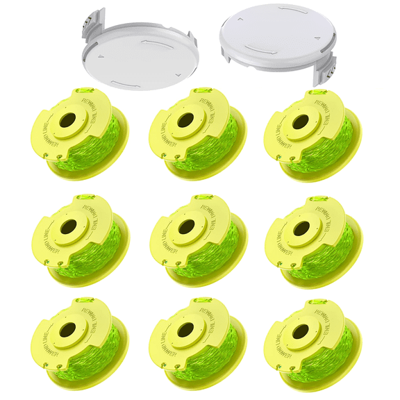 9 Pack 11 FT/0.080-inch Trimmer String Pack Trimmer Line with 2 Pack Trimmer Cap Compatible with RYOBI AC80RL3/AC14HCA