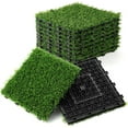 9 Pack 12" × 12" Artificial Grass Tiles SelfDraining, Interlocking