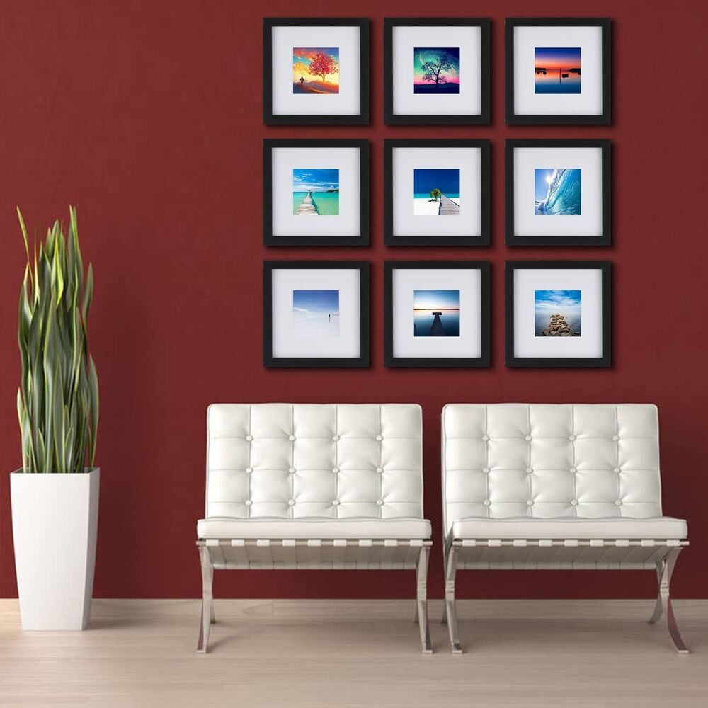 9 Pack 12x12 Picture Gallery Wall Frame Set Collage Tabletop Plastic