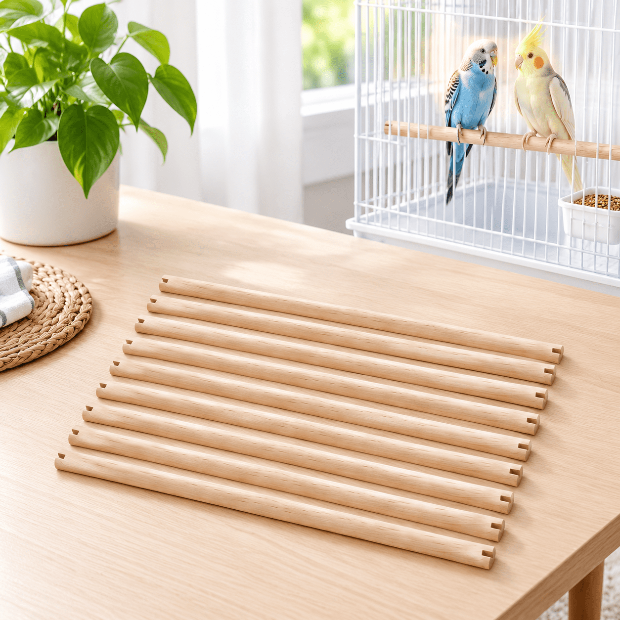 9 Pack 18 Inch Solid Wood Bird Perch Rods for Large Bird Cages ...