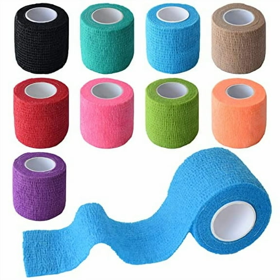 9 Pack 2" x 5 Yards Self Adhesive Bandage Wrap Self Stick Wrap for Ankle,Wrist,Finger,Sports,Breathable Cohesive Vet Tape for Pets (Multi Colors)
