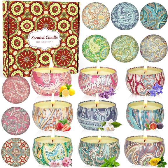9 Pack 22.5oz in Total Gifts for Women,140-160 Hours Home ,Aromatherapy Candle Gifts Set, Soy Wax Candles for Christmas Day, Birthday, Mothers Day, Valentine's Day