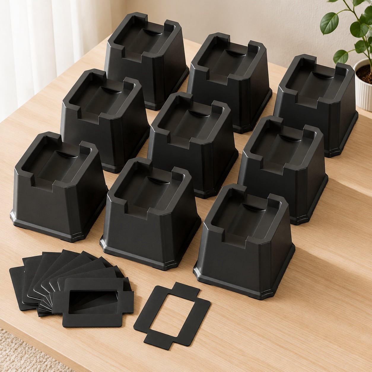 9 Pack 3 Inch Heavy Duty Bed Risers Furniture Elevators for Bed Wheels ...