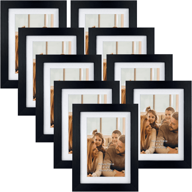 9 Pack 4x6 Picture Frame Gallery Set, Black, Wall & Tabletop Display