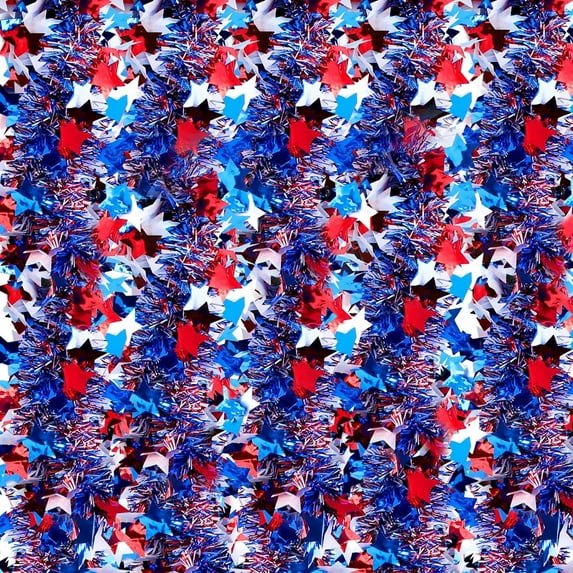 9 Pack 59ft 4th of July Tinsel Garland Metallic Star Hanging Twist Tinsel Artificial Red White Blue Glitter Tinsel for Independence Day Memorial Day Celebration Party Decorations