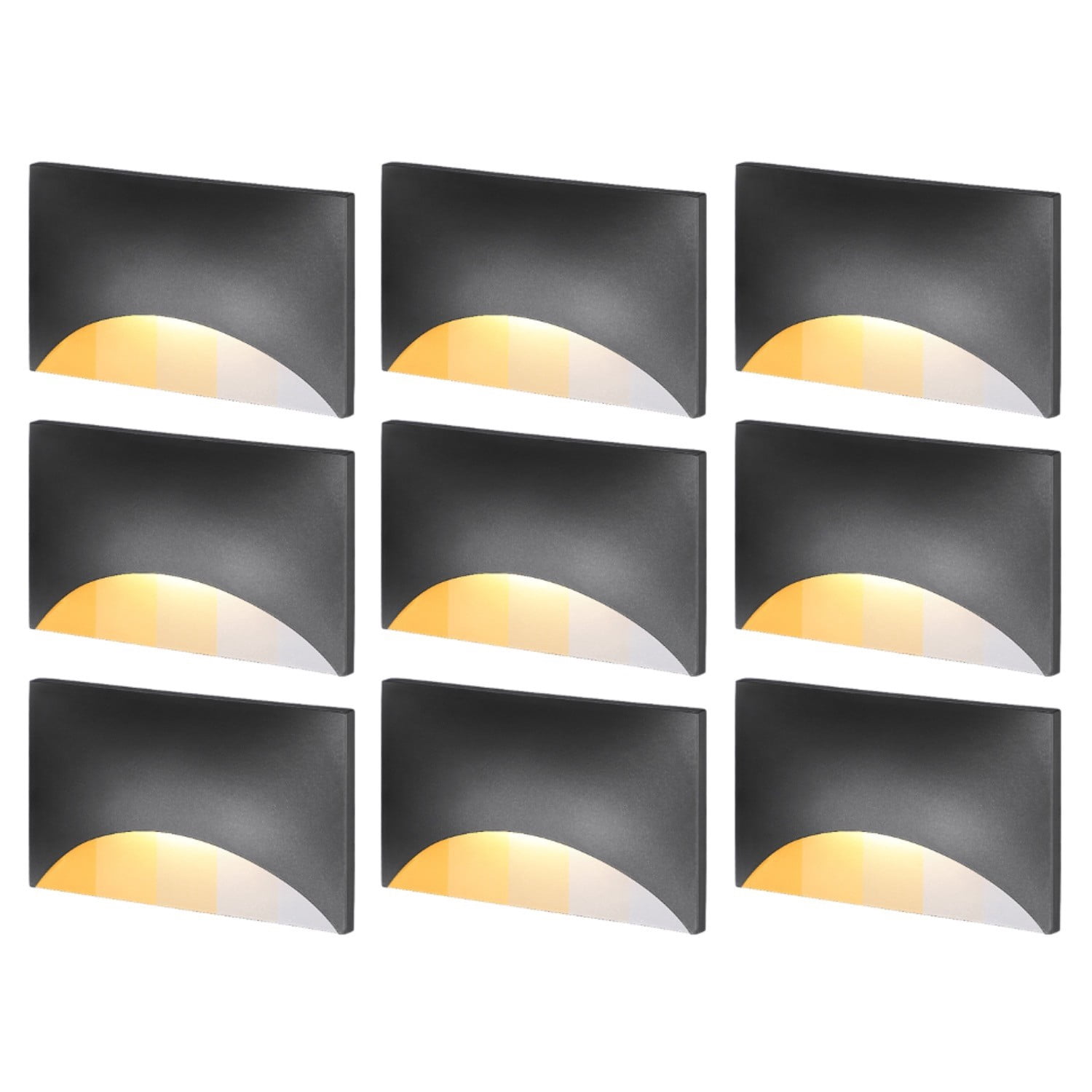 9 Pack 5CCT 120V LED Step Lights, Dimmable Stair Lights IP65 Waterproof, Aluminum Shell, Anti-Glare, CRI90, Black