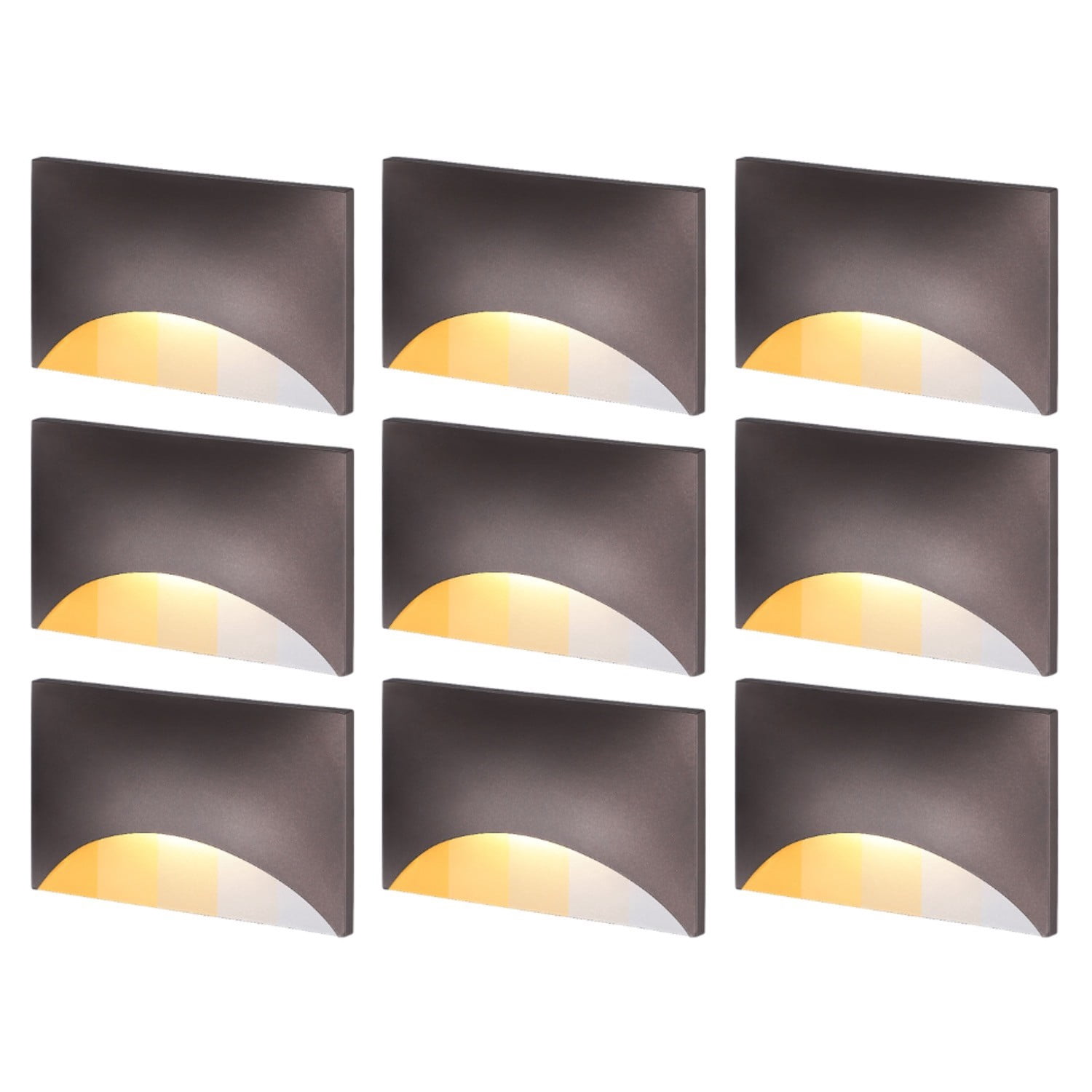 9 Pack 5CCT 120V LED Step Lights, Dimmable Stair Lights IP65 Waterproof, Aluminum Shell, Anti-Glare, CRI90, Oil Rubbed Bronze