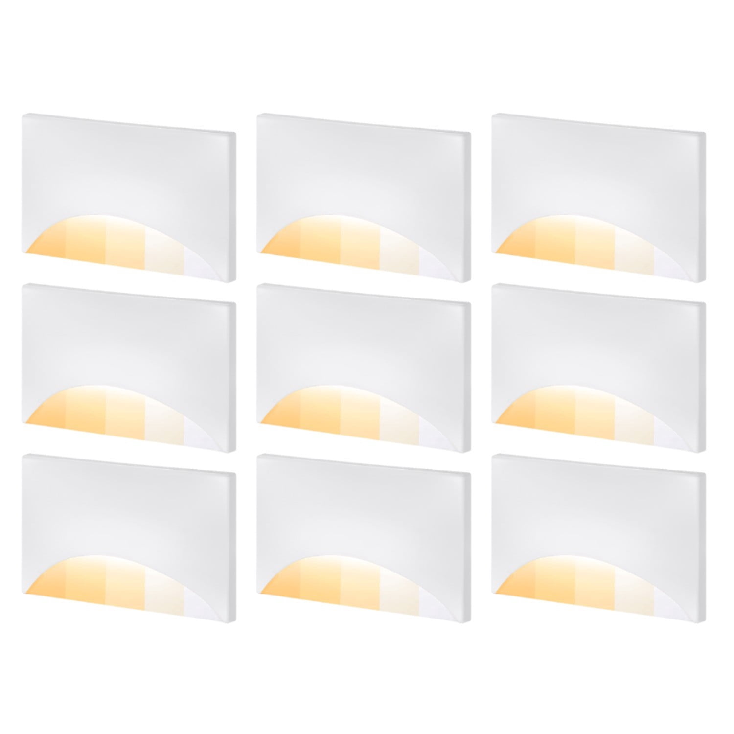 9 Pack 5CCT 120V LED Step Lights, Dimmable Stair Lights IP65 Waterproof, Aluminum Shell, Anti-Glare, CRI90, White