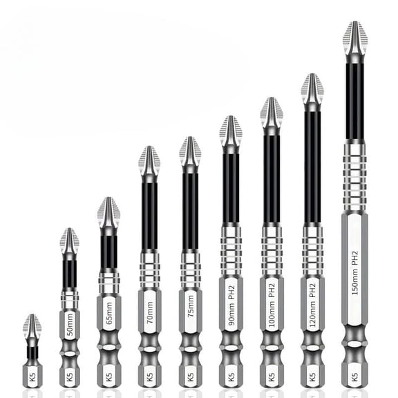 9 Pack Alloy Steel Magnetic PH2 Screwdriver Drill Bits, Moisture-Resistant Smooth Non-Porous Easy to Clean Anti-Slip Impact Driver Bits for DIY Craft & Hardware Projects