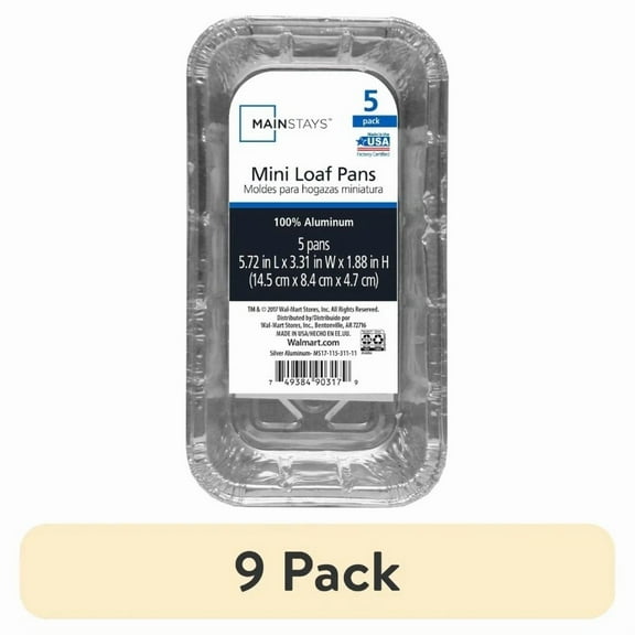 (9 Pack) Aluminum Mini Loaf Pans, 5 Count Disposable For Easy Cleaning
