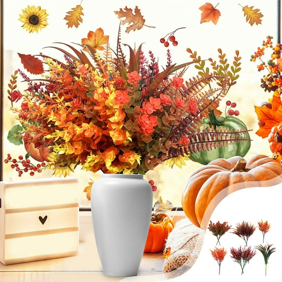 9-Pack Artificial Persian Maple Stems - Fall Foliage Decor Thanksgiving Halloween Centerpiece Realistic Fake Flowers Vase Arrangement(Multicolor-9pc)