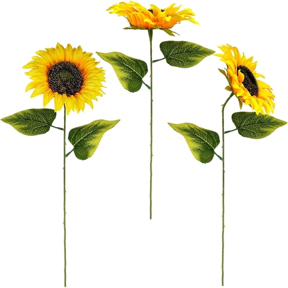 9-Pack Artificial Sunflower Bouquets, Fake Sunflowers with 19.7" Stems, Wildflowers Realistic Yellow Faux Sun Flowers for Wedding Decorations Fall Floral Arrangements Home Garden Table Decor