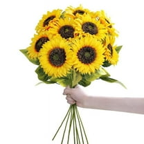9-Pack Artificial Sunflower Stems, 18.89" Tall Full & Lifelike Yellow Silk Flowers with Long Stems for Vase Bouquet Centerpiece Wreath Floral Arrangement Wedding Birthday Party Fall Decor