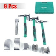 9 Pack Auto Body Work Hammer Crowbar Dolly Tool Car Sheet Metal Repair Tools Kit