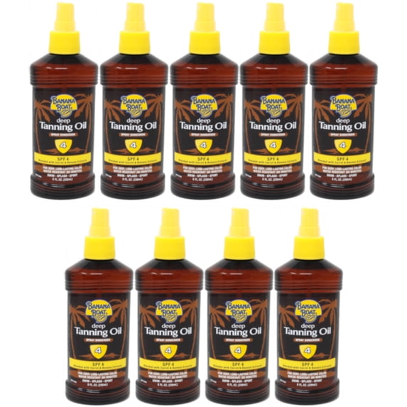 9 Pack Banana Boat Deep Tanning Oil Spray, With Sunscreen SPF 4, 8 Oz Each