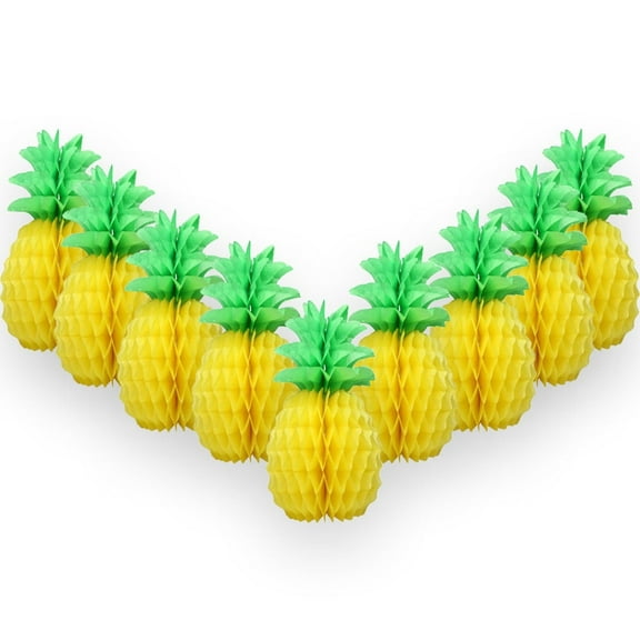 9 Pack Big Pineapple Honeycomb Lantern Hawaiian Party Decorations, Centerpieces Hanging Table Tropical Hawaiian Luau Birthday BBQ Summer Beach Pool Fruit Supplies Tiki Beach Wedding