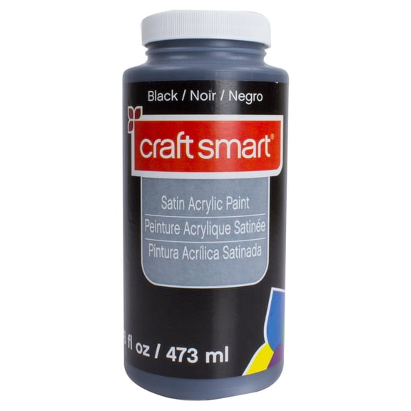 Craft Smart Black Satin Acrylic Paint, 16oz., 9 Pack