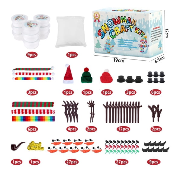 9 Pack Build a Snowman Kit Snowman Crafts,Modeling Clay Snowman DIY Kit, Christmas Stocking Stuffers,Christmas Crafts Xmas Gift (117pcs)