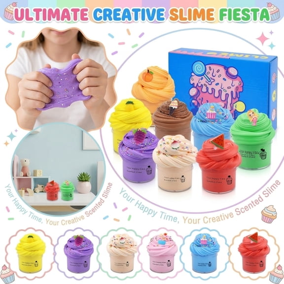 9 Pack Butter Slime Kit Soft and Non-Sticky Diy Squeeze Balls for Adults Fidget Toys for Adults Anxiety