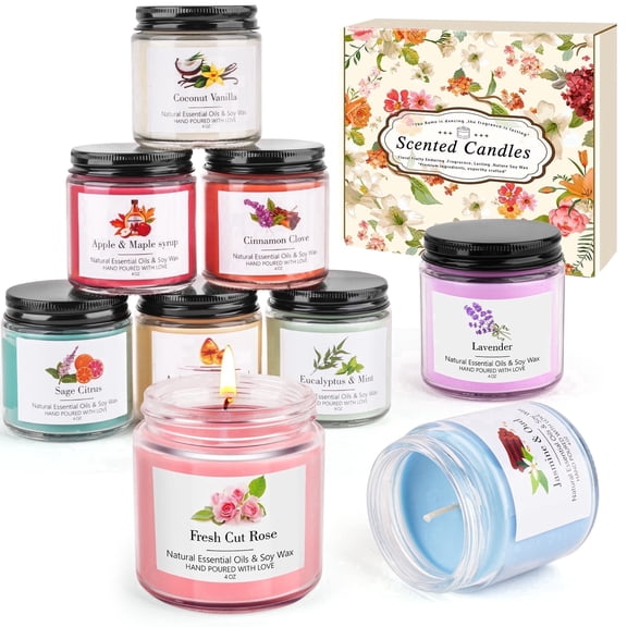 Giphtpoeet 9 Pack Scented Candles 300 Hour Women Aromatherapy Candles Gift Set for Home Scented 36oz