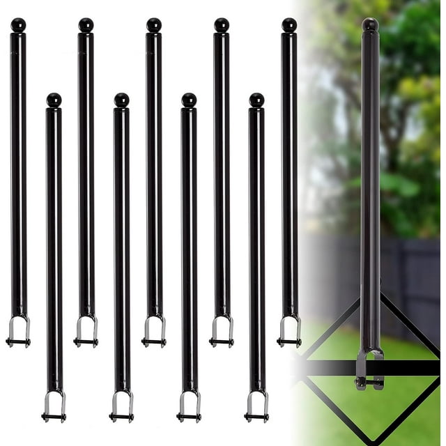9Pack Chain Link Fence Post Extender, 25.2" Fence Height Extension (13/8"), Galvanized Steel