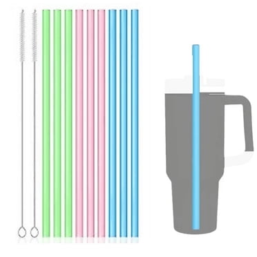 HIGREEN GOOD LIFE 9" Pink Silicone Reusable Straws Kit With Cleaner Brush, Case & Bag - Multicolor