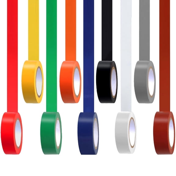 9 Pack Coloured Electrical Tape, Tape Colours Water, Sun, and Oil Resistant, Suitable for Most Domestic, Commercial, Industrial environments.