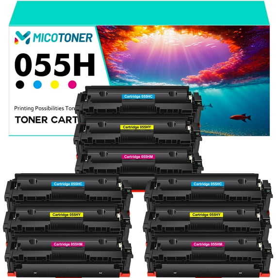 9-Pack Compatible Toner Cartridge for Canon 055H imageCLASS MF741CDW MF745CDW MF743Cdw MF746Cdw LBP664CX (3*Cyan,3*Magenta,3*Yellow)