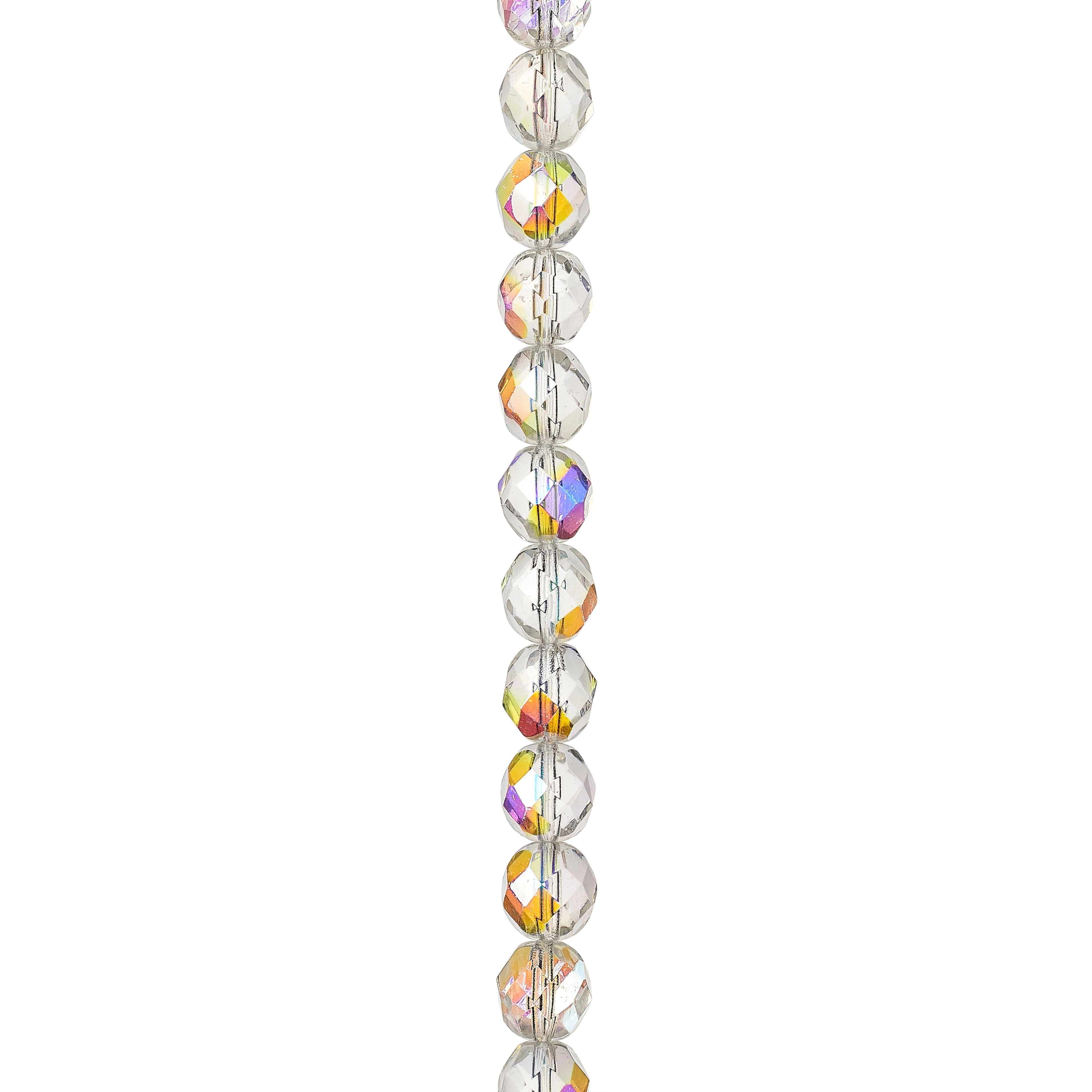 8mm x 8 mm Faceted Glass Bead Strand 8 in - Multi Colors - Trims By The Yard