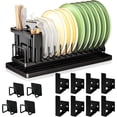 thumbnail image 1 of 9 Pack Dish Drying Rack Set with Drain Board, Dish Rack Over the Sink with Utensil Holder, Plate Storage Rack for Kitchen Counter,Black (16.3×6.5×6.8in), 1 of 7