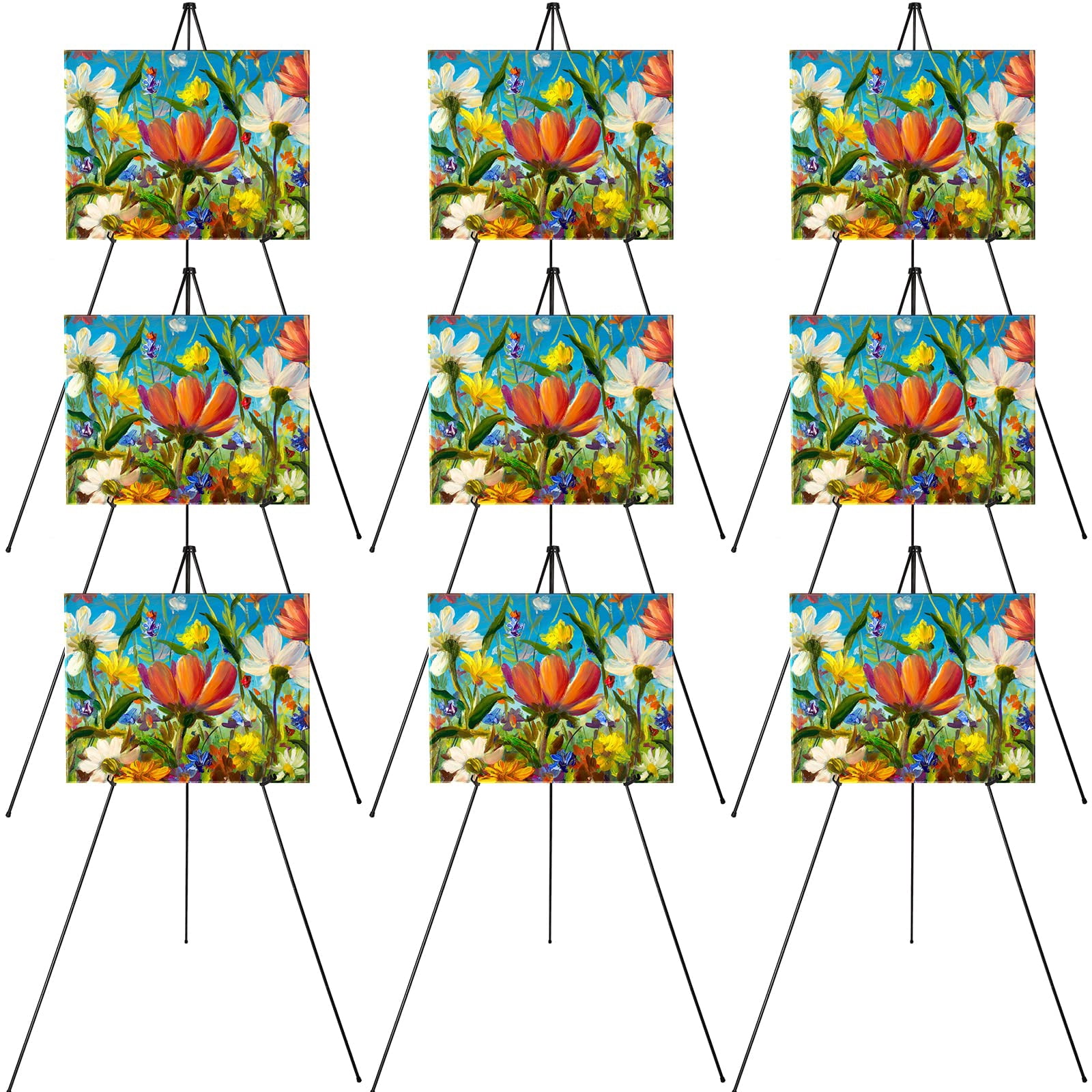 Aredy 63" Portable Easel Stand, 4-Pack - Lightweight Metal Display Easels For Canvases, Signs, Posters (Holds Up To 10lbs)