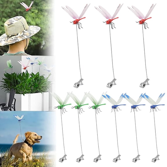 9 Pack Dragonfly Clip Bug Repellent, 3D Dragonfly Decor Gardening, Fake Dragonfly Clip, Dragonfly Hat Clip, 3D Dragonfly Garden Decorative Clips Easy to Use, Garden Bird and Fly Scare Devices