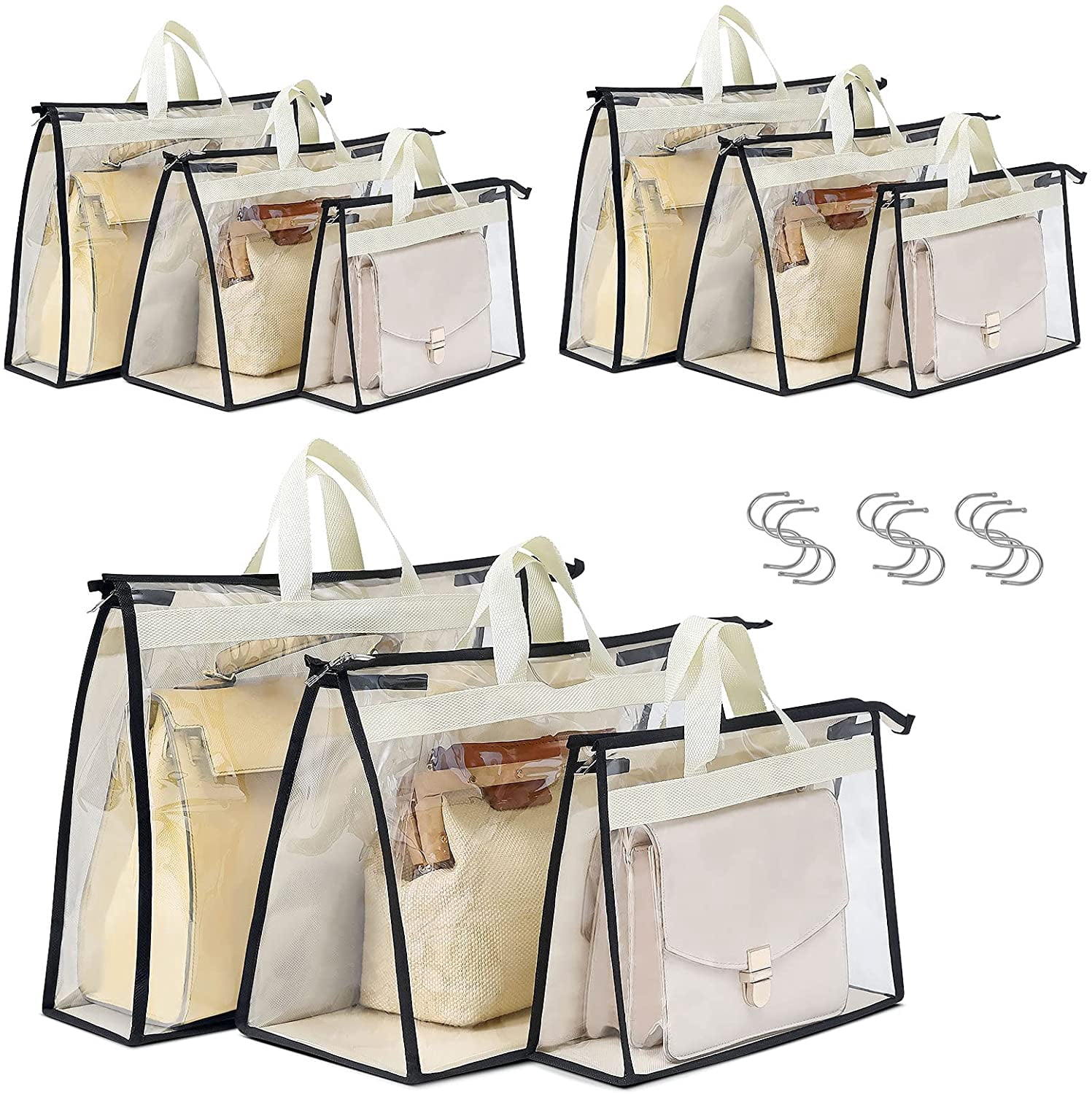 9 Pack Dust Bags for Handbags, Clear Handbag Storage, Purse Storage ...