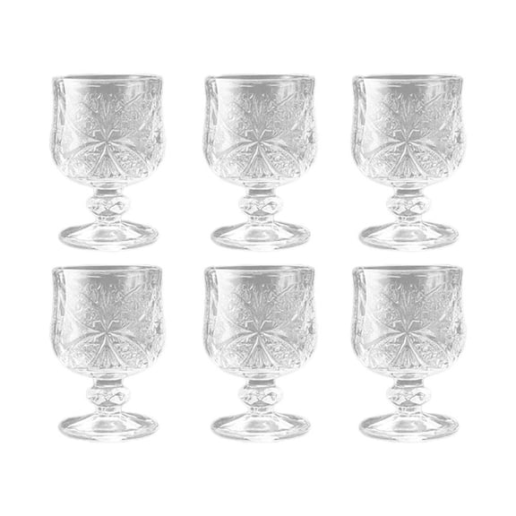 9 Pack Elegant Mini Glass Cups, 1.8 Inch Carved Footed Glassware Set, Multi-Purpose Shot Glasses for Home Bar Party Decor