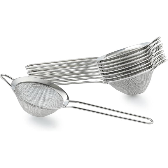 9 Pack Fine Mesh Strainer, Stainless Steel Cocktail Strainer Set with Handle for Tea, Coffee, Juice Dishwasher Safe