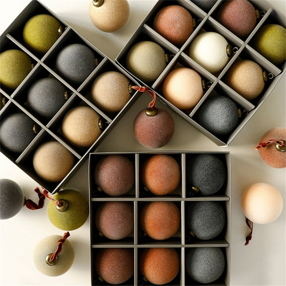 9-Pack Flocked Velvet Christmas Tree Ball Ornaments Set, Decorative Hanging Baubles, Shatterproof Plastic Decorations for Xmas Tree, Wreath, Garland, 80mm/3.15 Inches