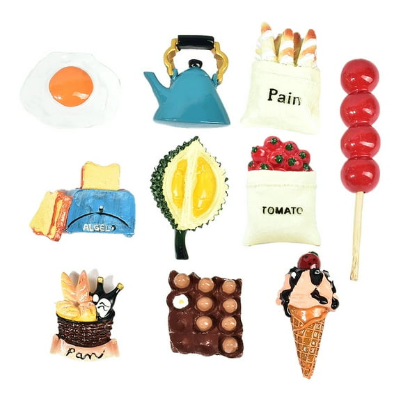 9 Pack Food Fridge Magnets, Cute 3D Food Magnet for Refrigerator, Strong-adhensive Funny Kitchen Refrigerator Stickers for Kitchen Decor, Whiteboard, Map, Cabinets