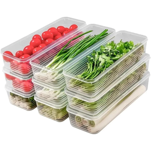 9 Pack Fresh Herb Keeper for Refrigerator, Cuyulitcik Fruit Storage Containers for Fridge - 1.5L Produce Saver Containers for Refrigerator with Removable Drain Tray