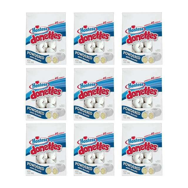 (9 Pack) HOSTESS Powdered DONETTES Bag, Powdered Sugar Mini Donuts - 10 ...