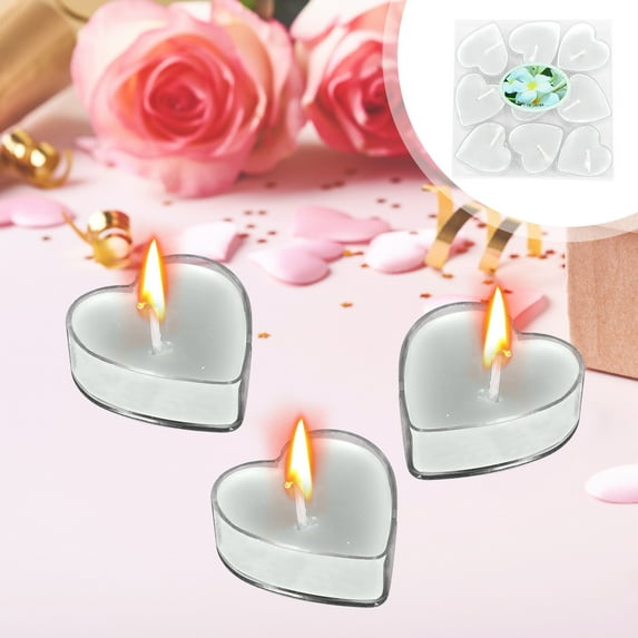 9-Pack Heart Shaped Scented Candles in Gift Box, Soy Wax Romantic Dinner Candles for Valentine's Day, Birthday, Anniversary, Wedding, Home Decor, Long Lasting Burn(White)