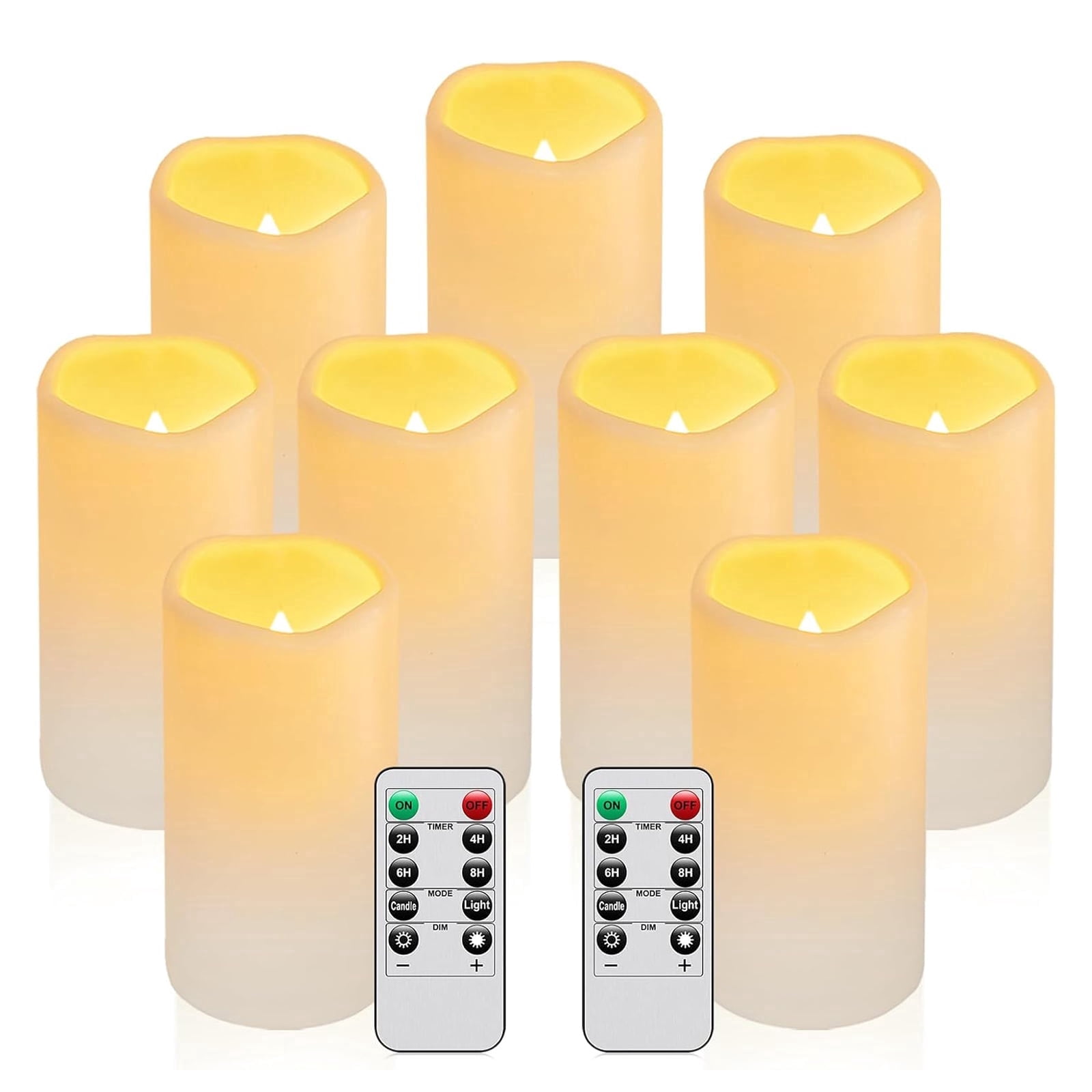Flameless Candles LED Flickering with Remote and Timer Outdoor Waterproof Battery Operated 9 Pack