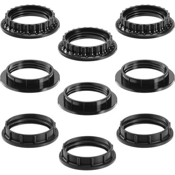 9 Pack Lamp Shade Rings 3 Styles 2 Sizes (outer diameter 34mm 39mm 50mm) Black E26/E27 Socket Rings for Lamps, Threaded Reducers for Hanging Light Socket Shade Ring 1-3/8" 1-1/2" Inner Diameter